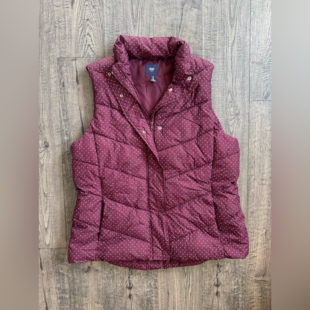 Gap Women’s Quilted Polka Dot Puffer Vest- Size XL - Picture 1 of 4